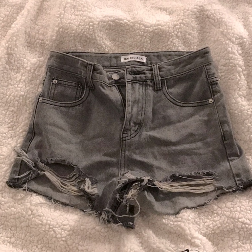Grey jean shorts balenciaga